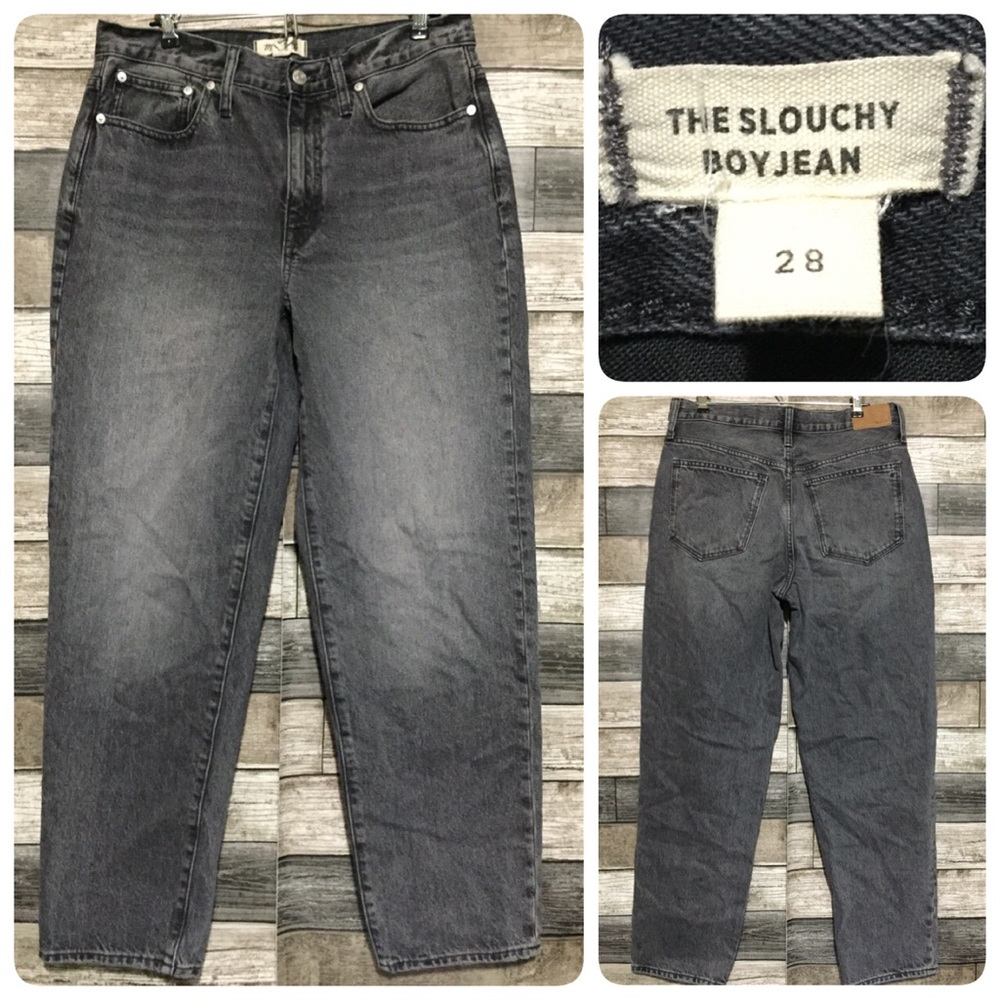 Madewell Slouchy Boyjean Women’s 28 (Inseam 28) Gray 100% Cotton Denim